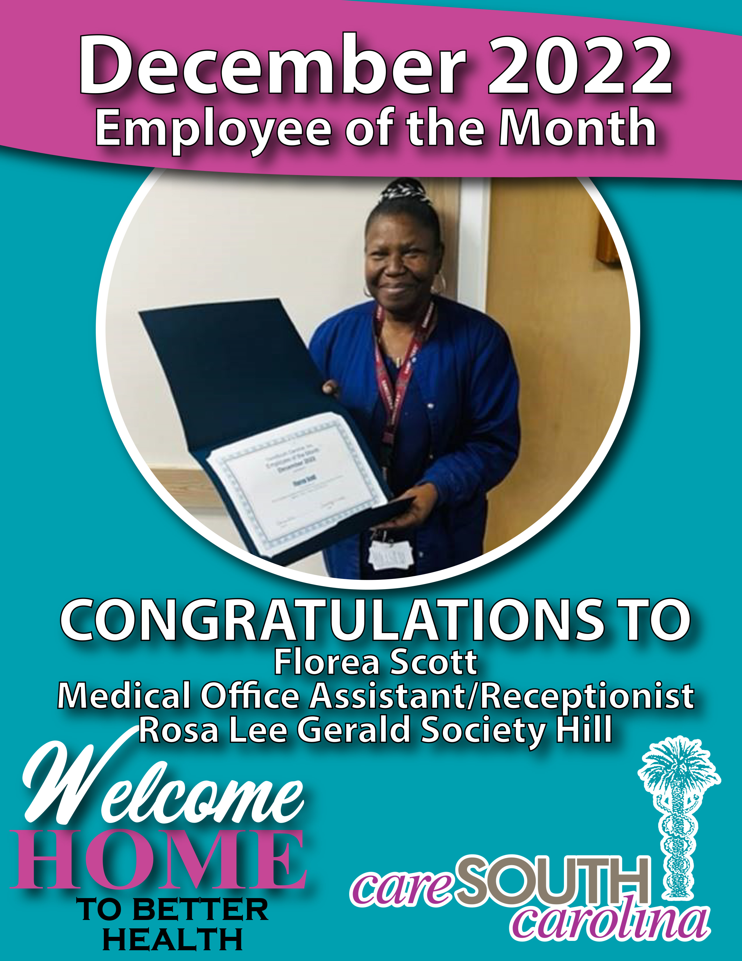 December 2022 Employee of the Month CareSouth Carolina